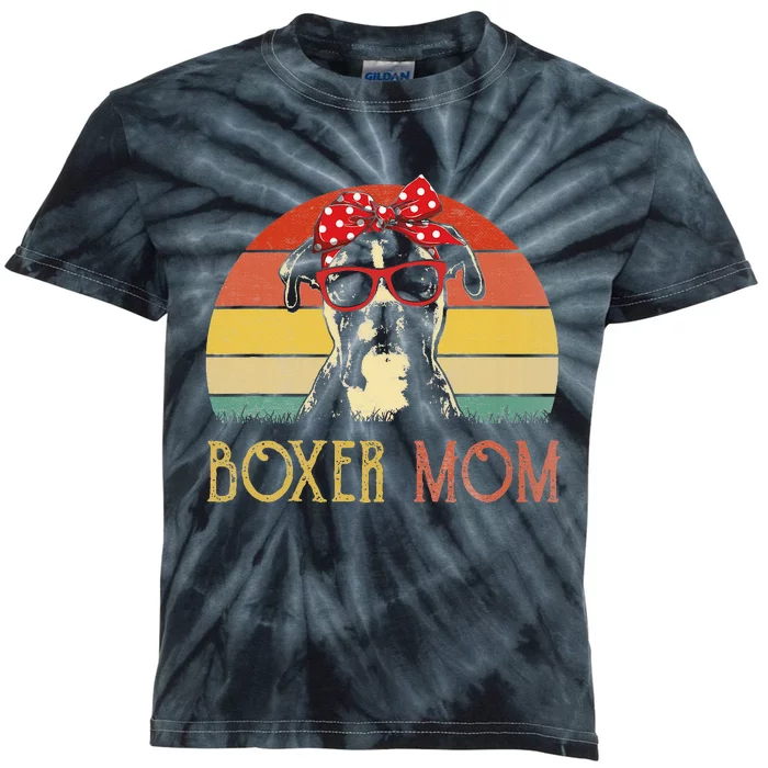 Boxer Mom Boxer Dog Mom Lover Gift Vintage Kids Tie-Dye T-Shirt