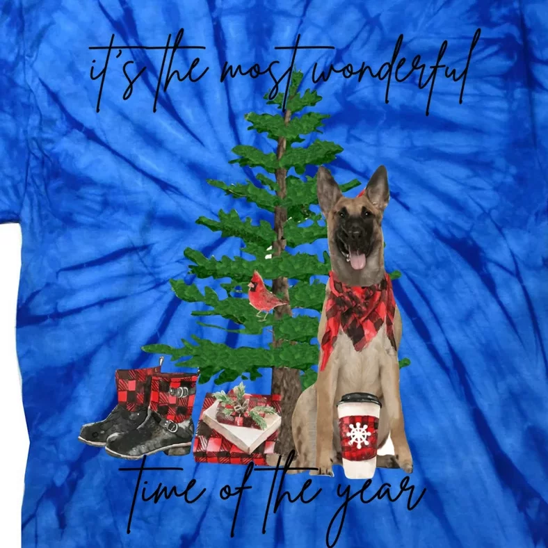 Belgian Malinois Christmas Tree Most Wonderful Time Of Year Cute Gift Tie-Dye T-Shirt