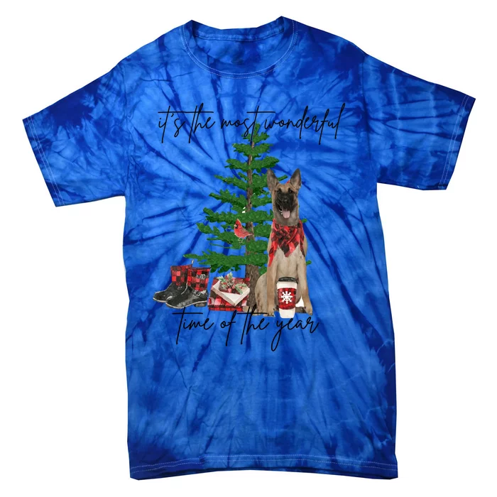 Belgian Malinois Christmas Tree Most Wonderful Time Of Year Cute Gift Tie-Dye T-Shirt