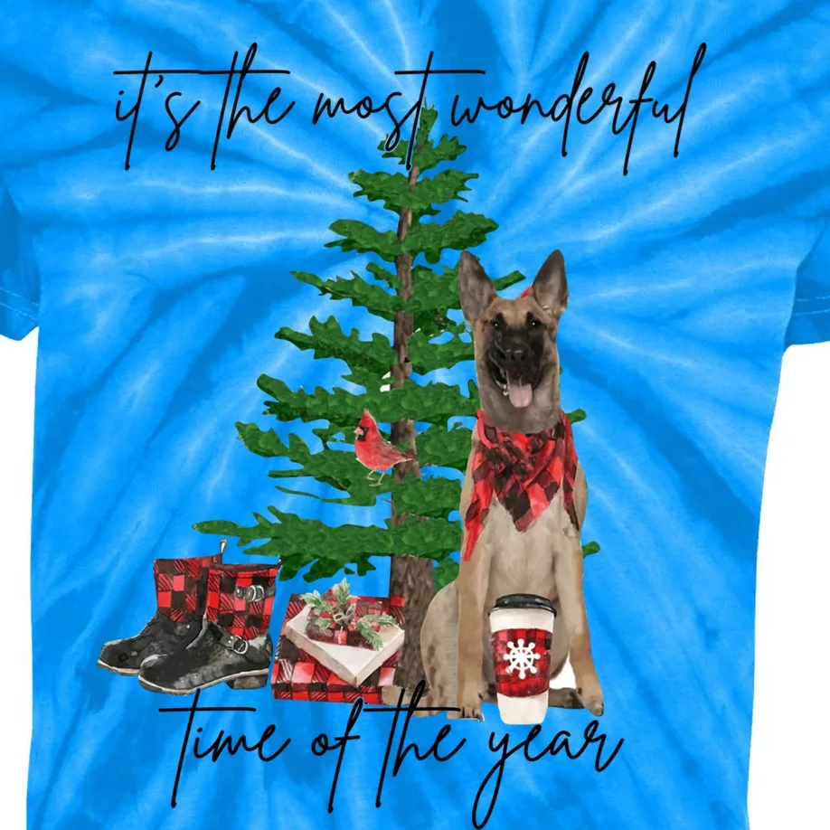 Belgian Malinois Christmas Tree Most Wonderful Time Of Year Cute Gift Kids Tie-Dye T-Shirt