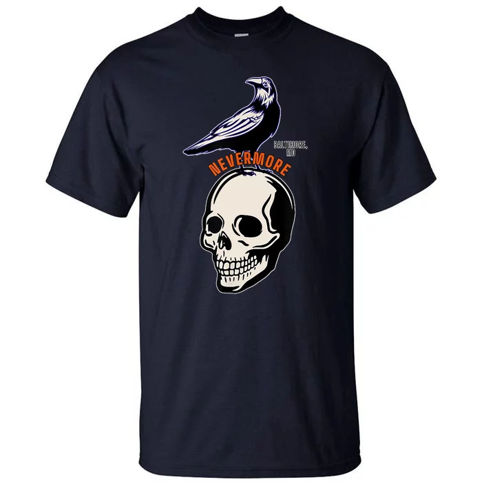 Baltimore Maryland Crow Birds Skull Hardcore Logo Tall T-Shirt