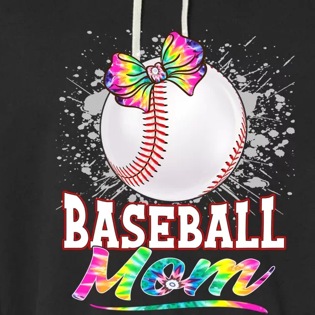 Baseball Mom Cute Tie Dye Baseball Player And Fans Gift Garment-Dyed Fleece Hoodie