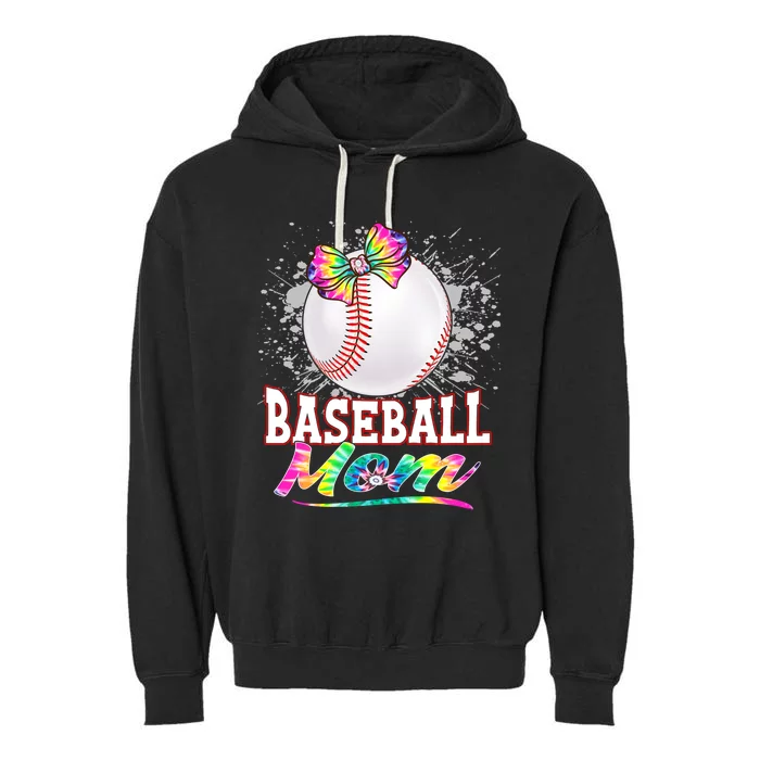 Baseball Mom Cute Tie Dye Baseball Player And Fans Gift Garment-Dyed Fleece Hoodie