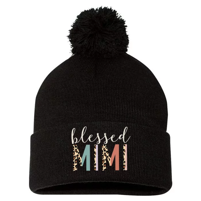 Blessed Mimi Cute Leopard happy mother's day Pom Pom 12in Knit Beanie