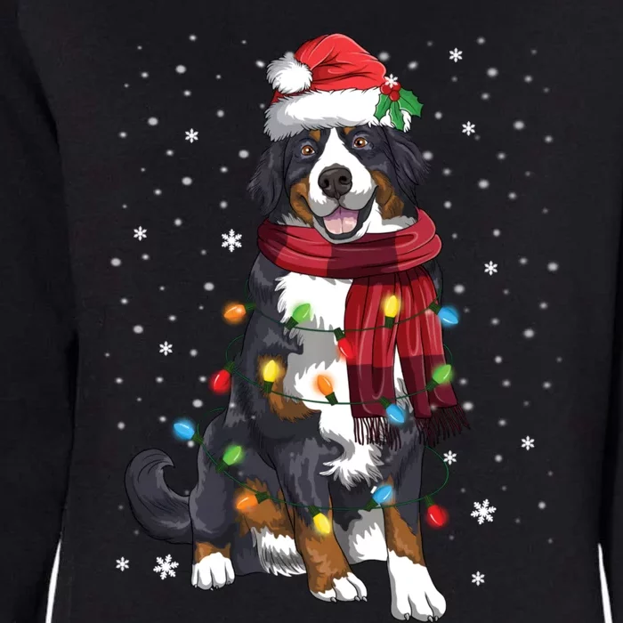 Bernese Mountain Christmas Tree Lights Dog Lover Xmas Womens California Wash Sweatshirt