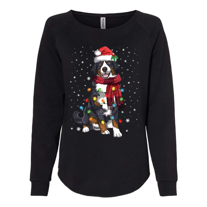 Bernese Mountain Christmas Tree Lights Dog Lover Xmas Womens California Wash Sweatshirt