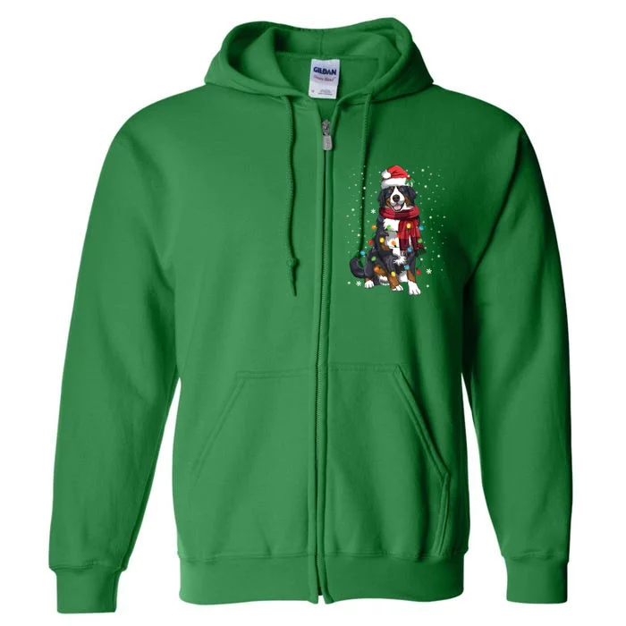 Bernese Mountain Christmas Tree Lights Dog Lover Xmas Full Zip Hoodie