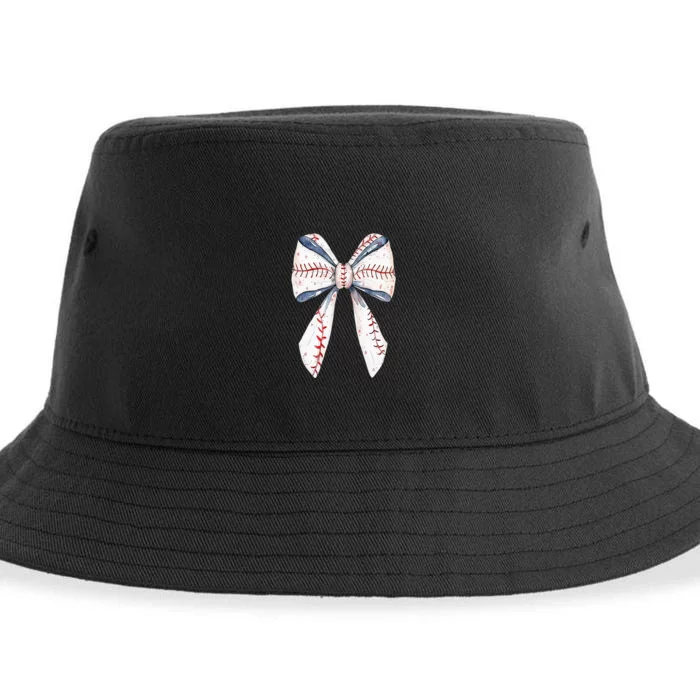 Baseball Mom Coquette Bow Mothers Day Baseball Mama Sustainable Bucket Hat