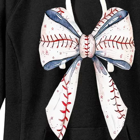 Baseball Mom Coquette Bow Mothers Day Baseball Mama Women's Fleece Hoodie