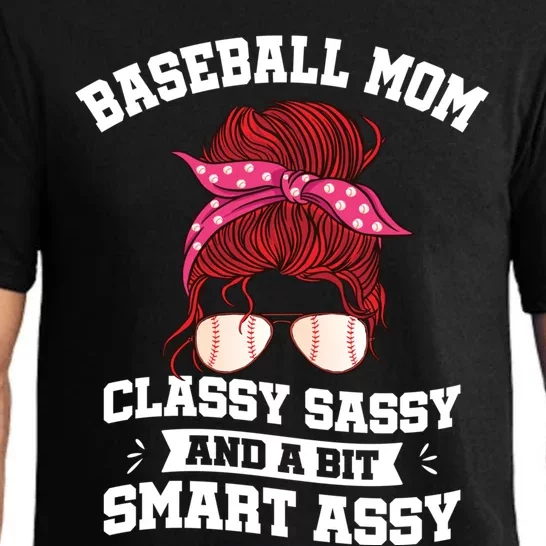 Baseball Mama Classy Sassy A Bit Smart Assy Messy Bun Mom Gift Pajama Set