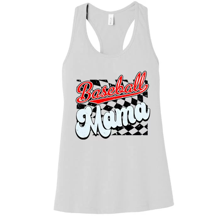 Baseball Mama Checkered Baseball Women's Racerback Tank