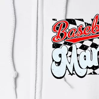 Baseball Mama Checkered Baseball Full Zip Hoodie