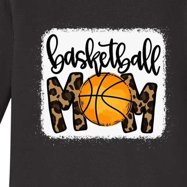 Basketball Mom Cute Leopard Basketball Gifts for Mama Baby Long Sleeve Bodysuit