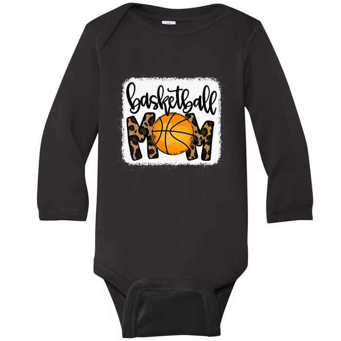 Basketball Mom Cute Leopard Basketball Gifts for Mama Baby Long Sleeve Bodysuit