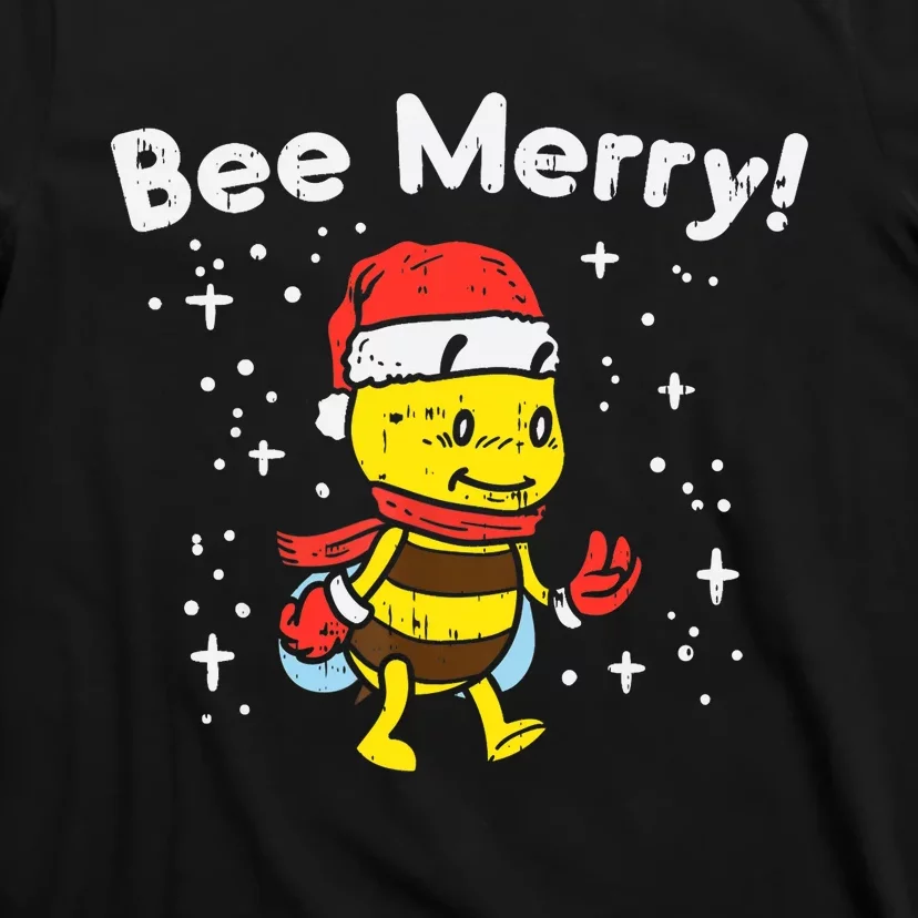 Bee Merry Cute Christmas Winter Holidays Pajama Pun T-Shirt