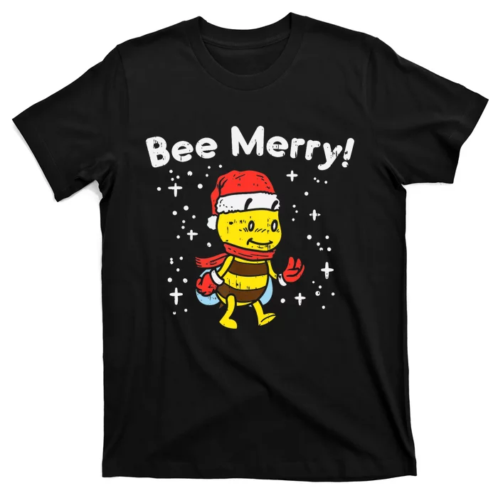 Bee Merry Cute Christmas Winter Holidays Pajama Pun T-Shirt