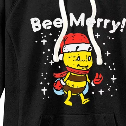 Bee Merry Cute Christmas Winter Holidays Pajama Pun Women's Fleece Hoodie