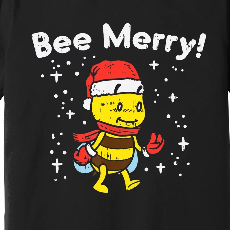 Bee Merry Cute Christmas Winter Holidays Pajama Pun Premium T-Shirt