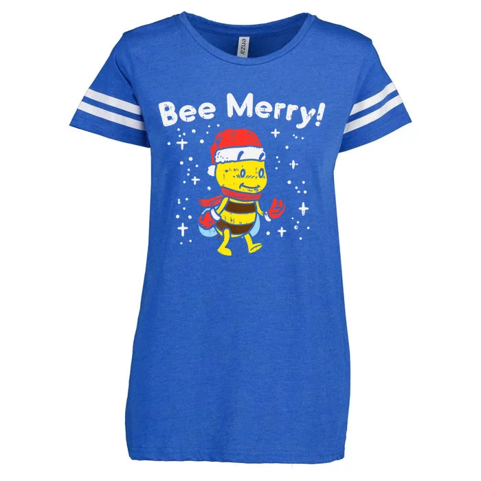 Bee Merry Cute Christmas Winter Holidays Pajama Pun Enza Ladies Jersey Football T-Shirt