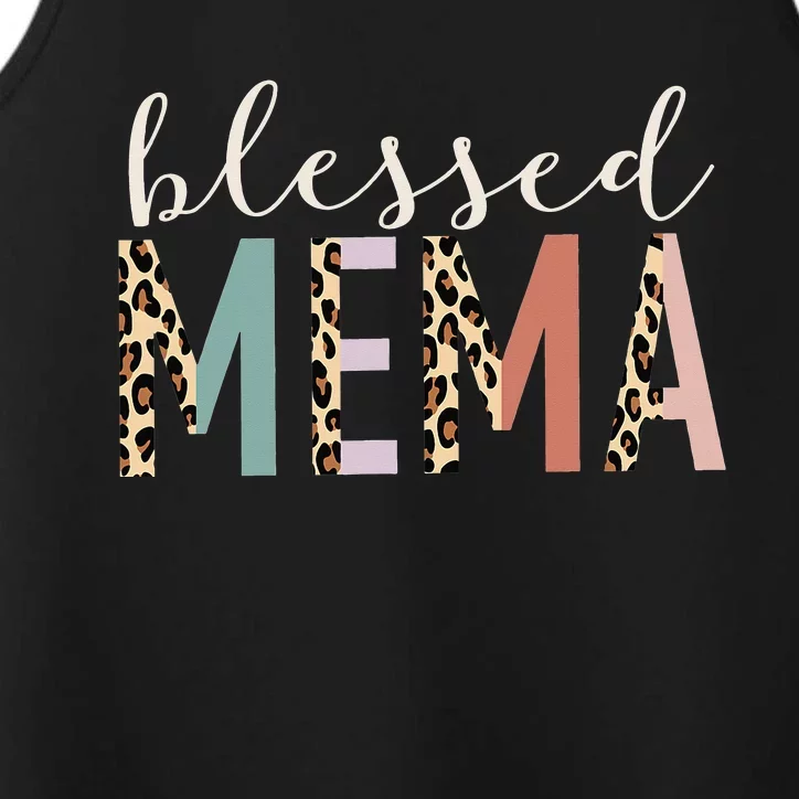 Blessed Mema Cute Leopard funny mother's day Performance Tank