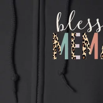 Blessed Memaw Cute Leopard happy mother's day Full Zip Hoodie