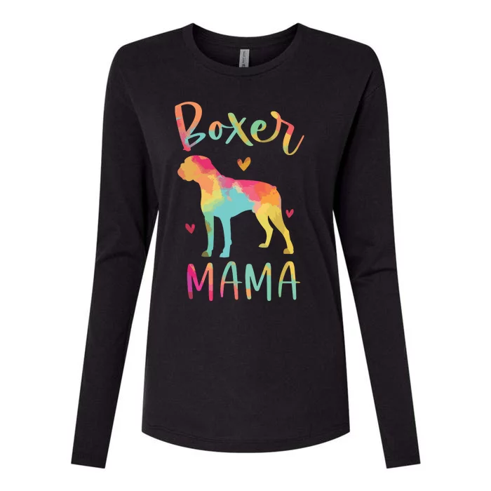 Boxer Mama Colorful Boxer Gifts Dog Mom Womens Cotton Relaxed Long Sleeve T-Shirt