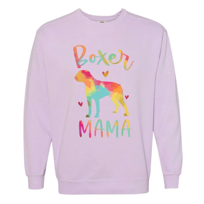 Boxer Mama Colorful Boxer Gifts Dog Mom Garment-Dyed Sweatshirt