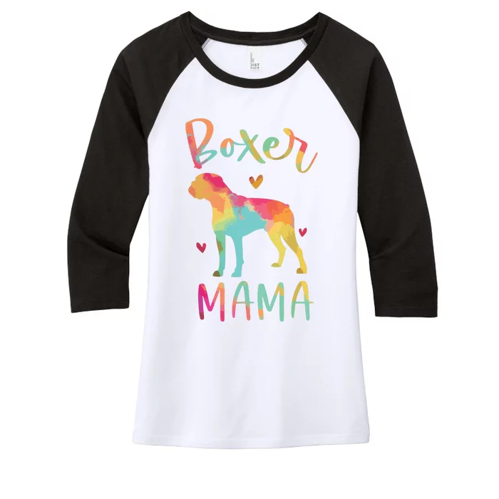 Boxer Mama Colorful Boxer Gifts Dog Mom Women's Tri-Blend 3/4-Sleeve Raglan Shirt