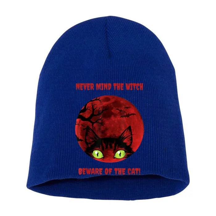 Blood Moon Cat Never Mind The Witch Gift Short Acrylic Beanie