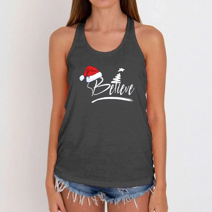 Believe | Merry Christmas Women's Knotted Racerback Tank