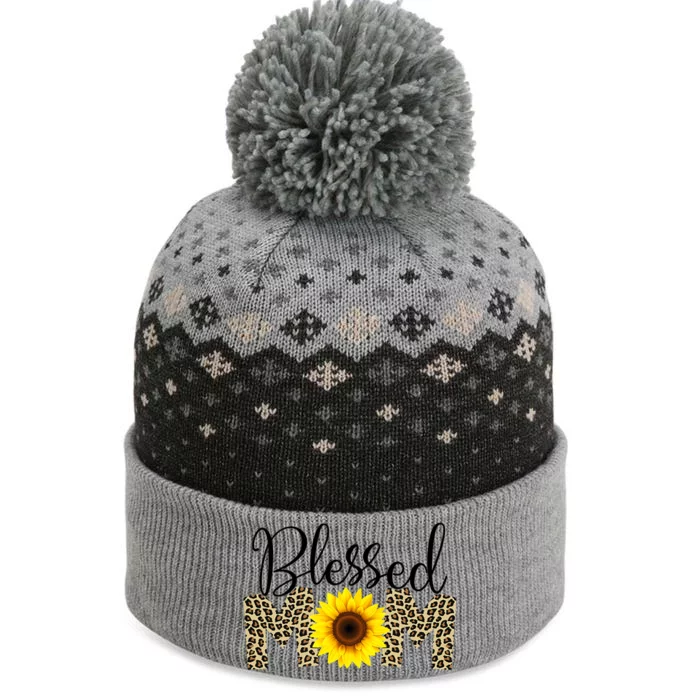 Blessed Mom Cheetah Sunflower The Baniff Cuffed Pom Beanie