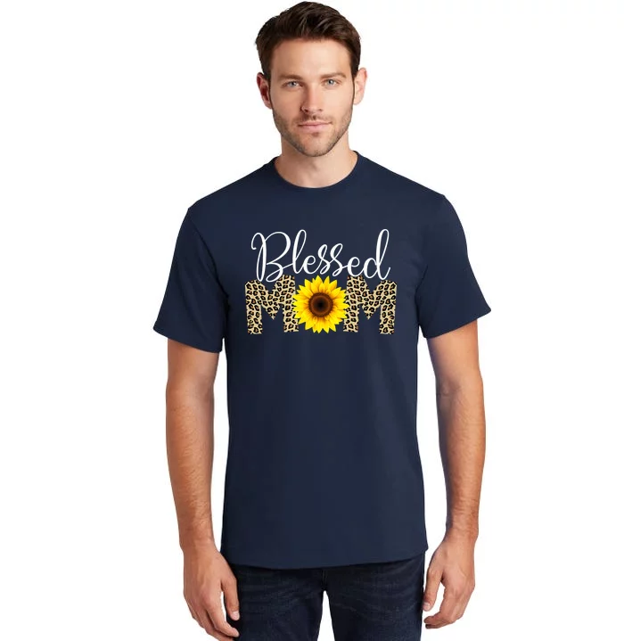 Blessed Mom Cheetah Sunflower Tall T-Shirt