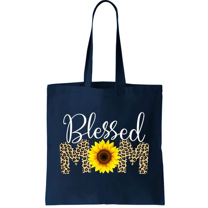 Blessed Mom Cheetah Sunflower Tote Bag