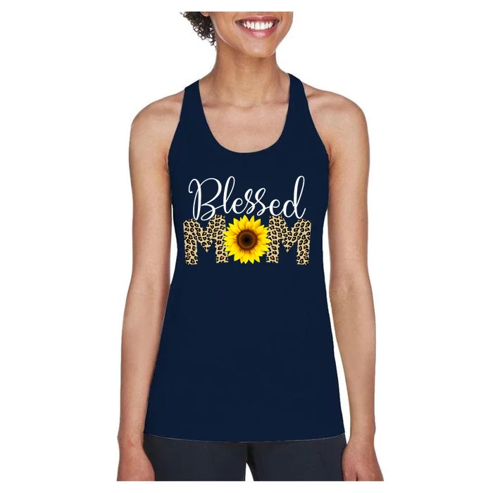 Blessed Mom Cheetah Sunflower Women's Racerback Tank