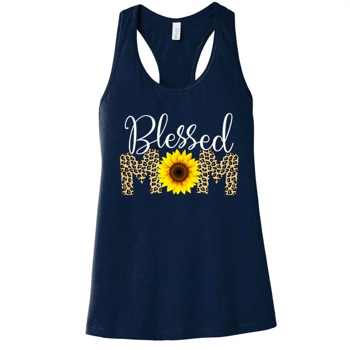 Blessed Mom Cheetah Sunflower Women's Racerback Tank