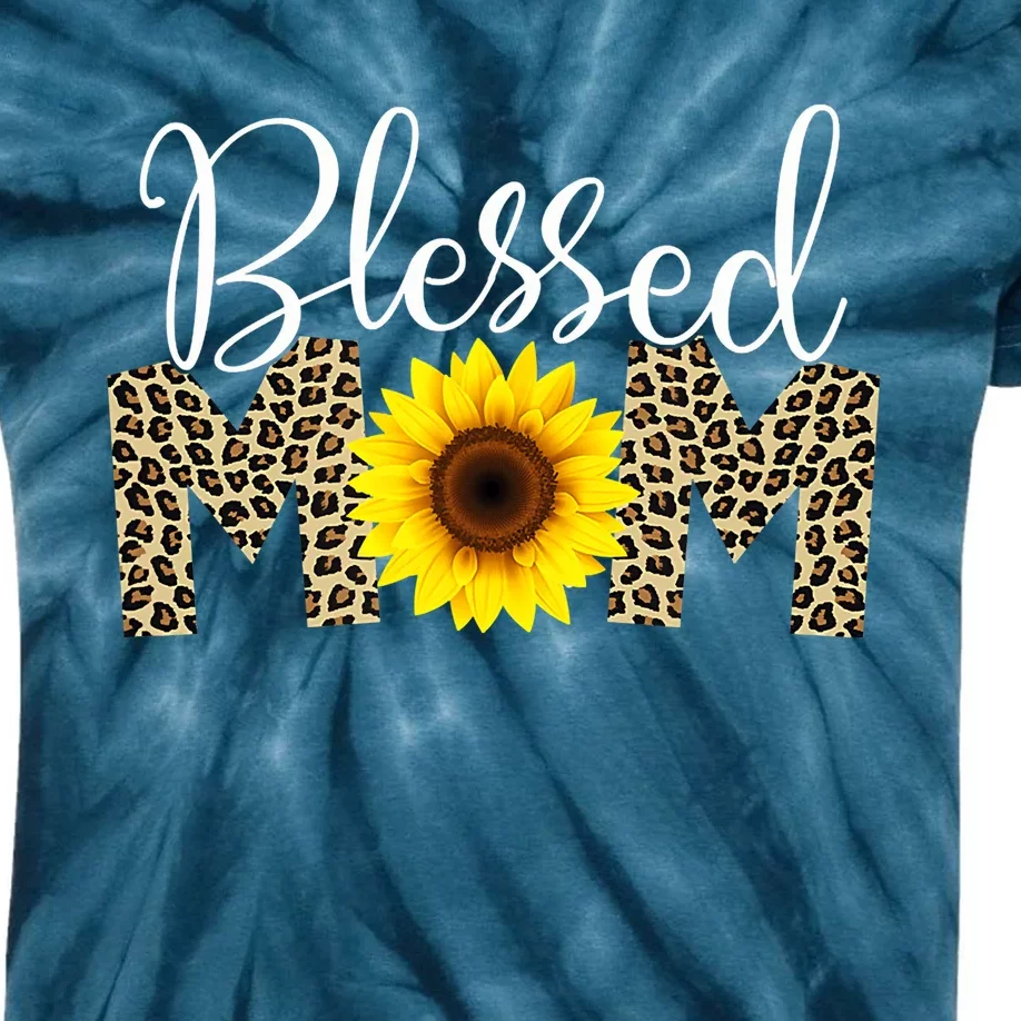 Blessed Mom Cheetah Sunflower Kids Tie-Dye T-Shirt