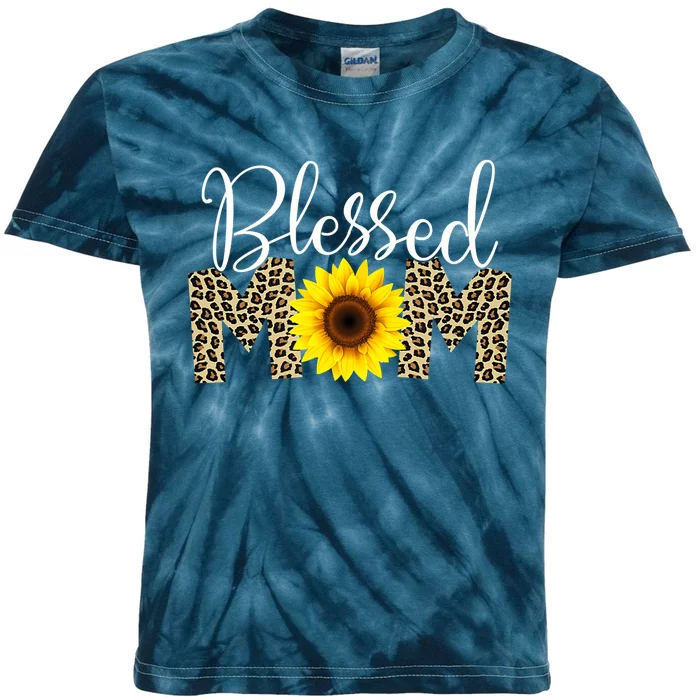 Blessed Mom Cheetah Sunflower Kids Tie-Dye T-Shirt