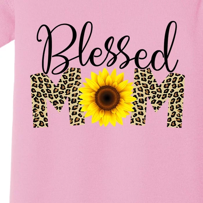 Blessed Mom Cheetah Sunflower Baby Bodysuit