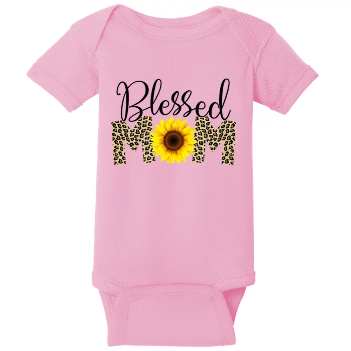 Blessed Mom Cheetah Sunflower Baby Bodysuit