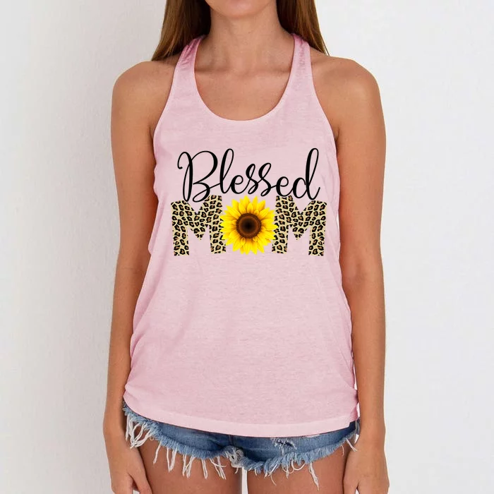 Blessed Mom Cheetah Sunflower Women's Knotted Racerback Tank