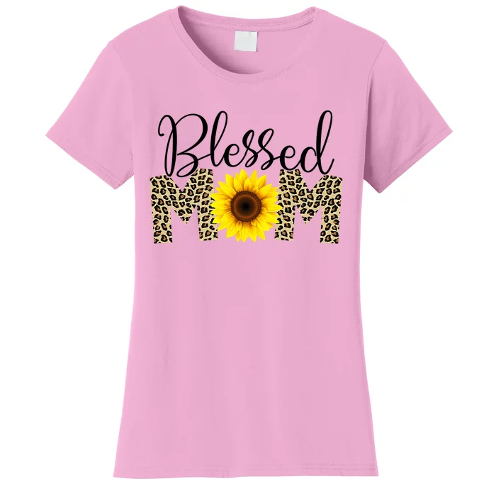 Blessed Mom Cheetah Sunflower Women's T-Shirt