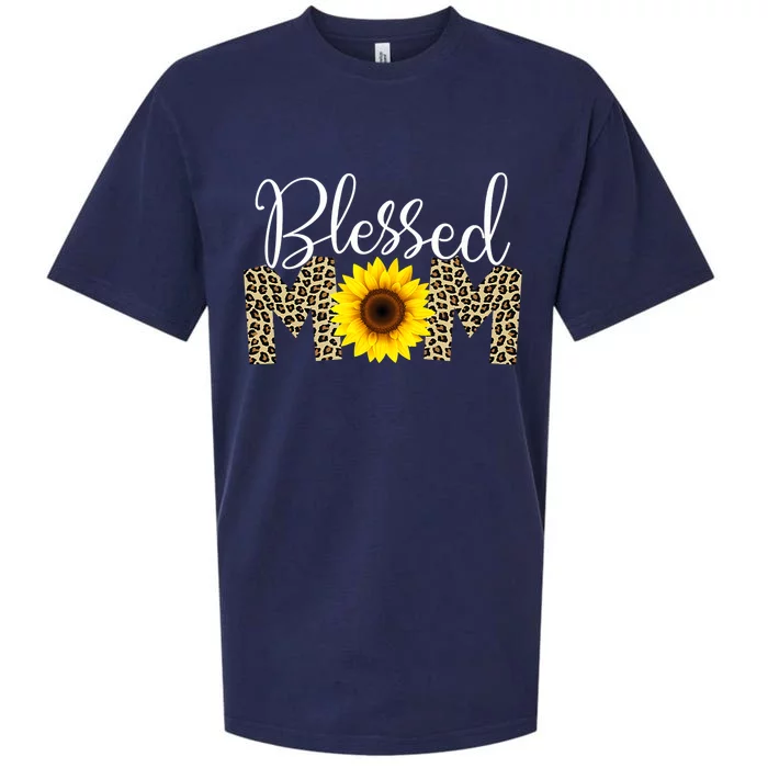 Blessed Mom Cheetah Sunflower Sueded Cloud Jersey T-Shirt