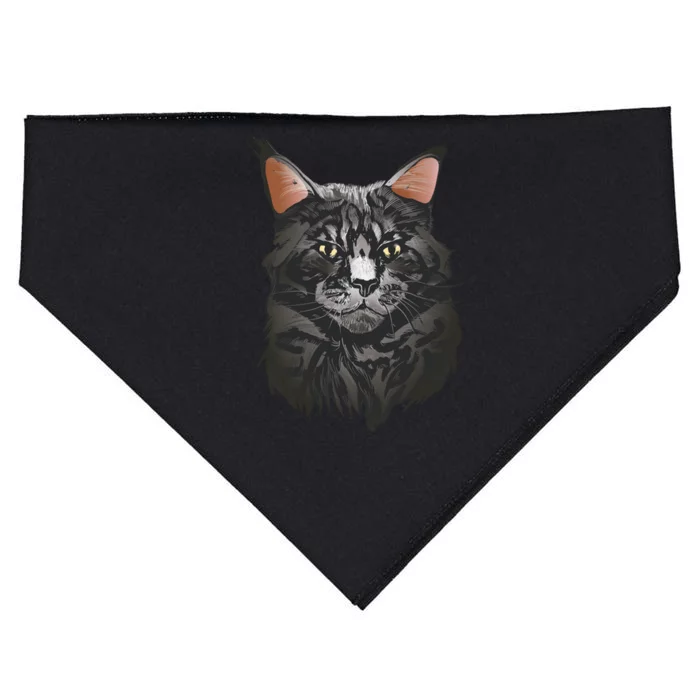 British Maine Coon Cat Portrait USA-Made Doggie Bandana