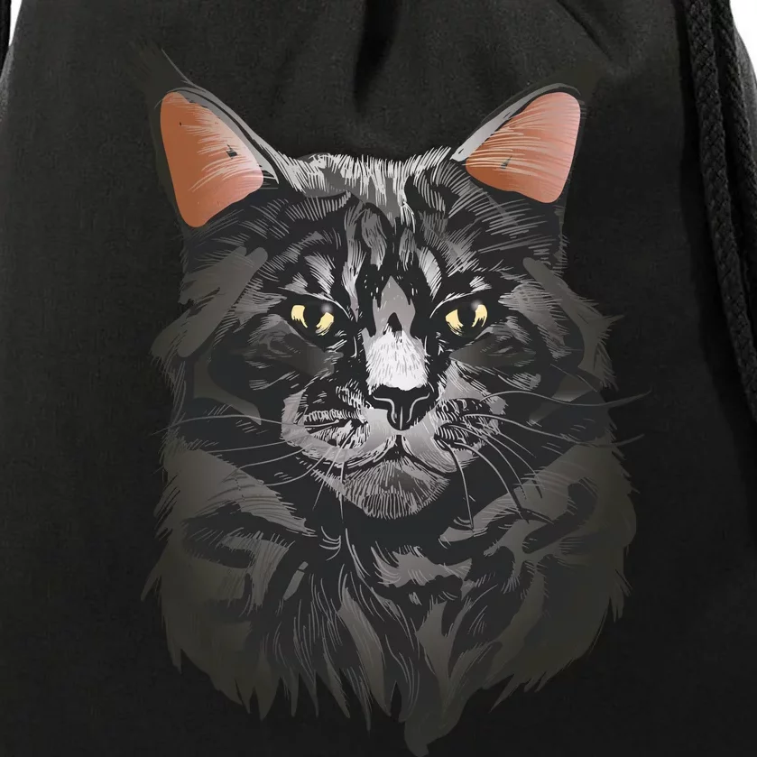 British Maine Coon Cat Portrait Drawstring Bag