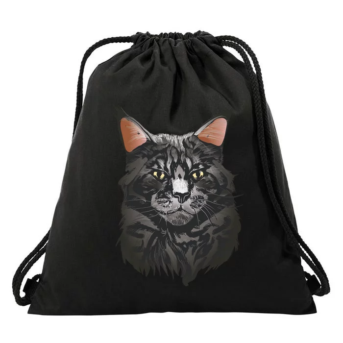 British Maine Coon Cat Portrait Drawstring Bag