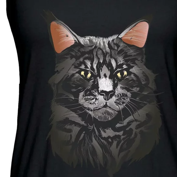 British Maine Coon Cat Portrait Ladies Essential Flowy Tank