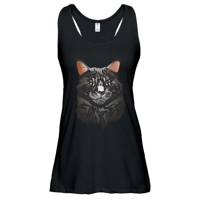 British Maine Coon Cat Portrait Ladies Essential Flowy Tank