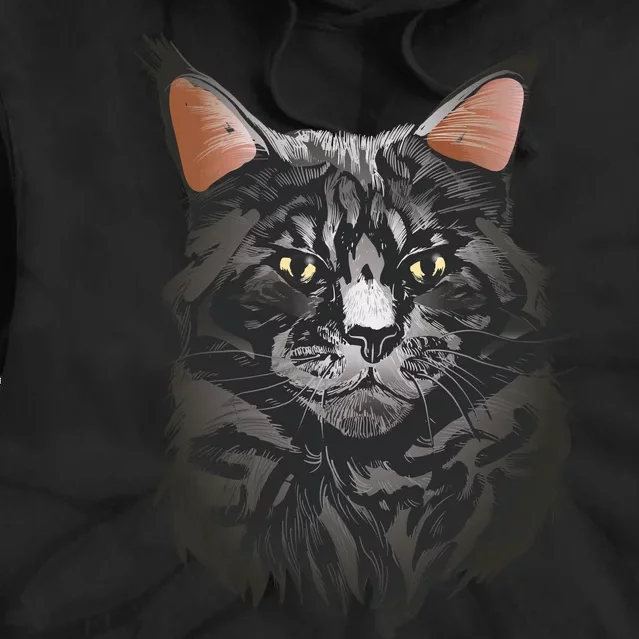 British Maine Coon Cat Portrait Tie Dye Hoodie