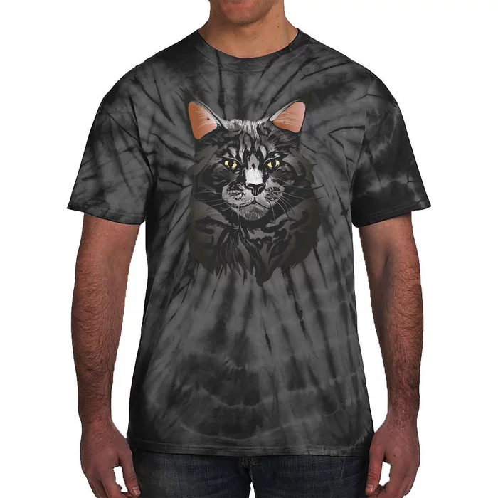 British Maine Coon Cat Portrait Tie-Dye T-Shirt