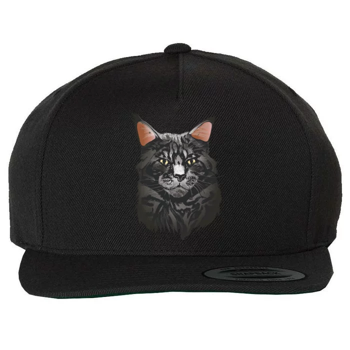 British Maine Coon Cat Portrait Wool Snapback Cap